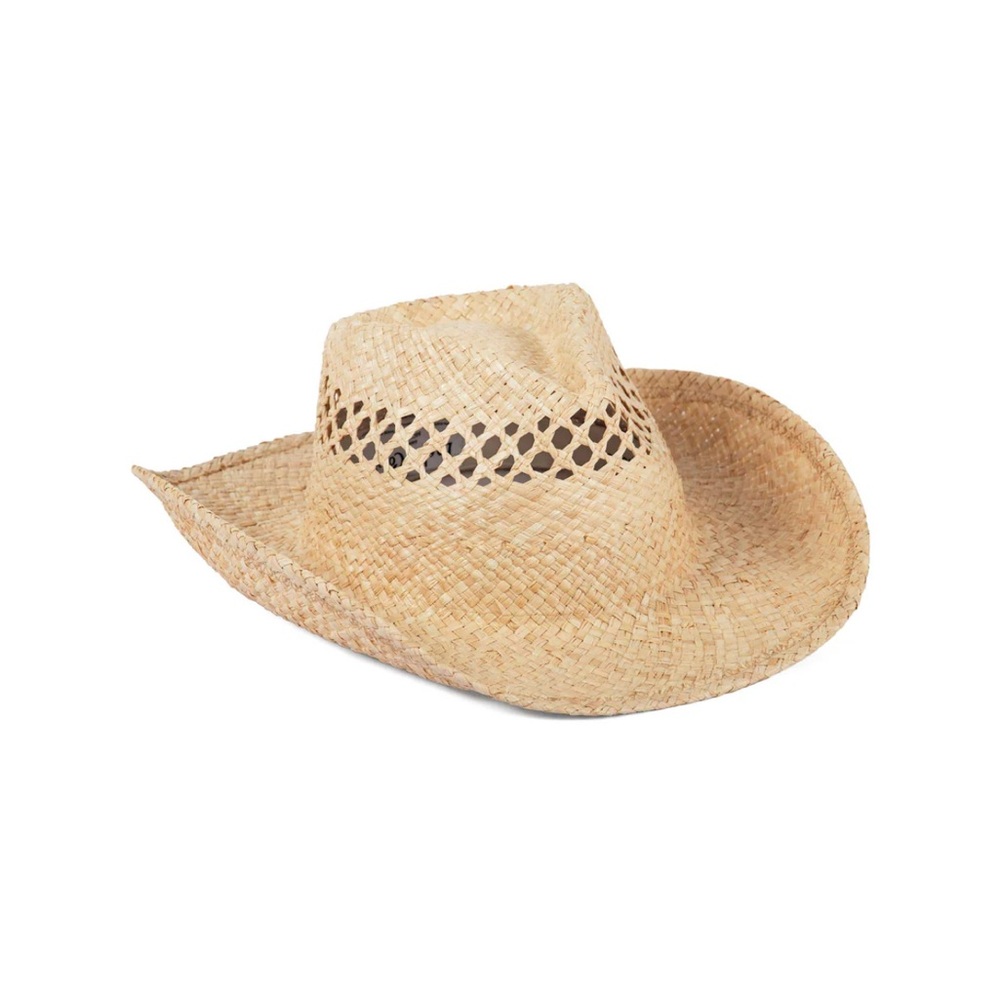 Lack Of Color Natural Straw Western Hat with Ventilated Crown